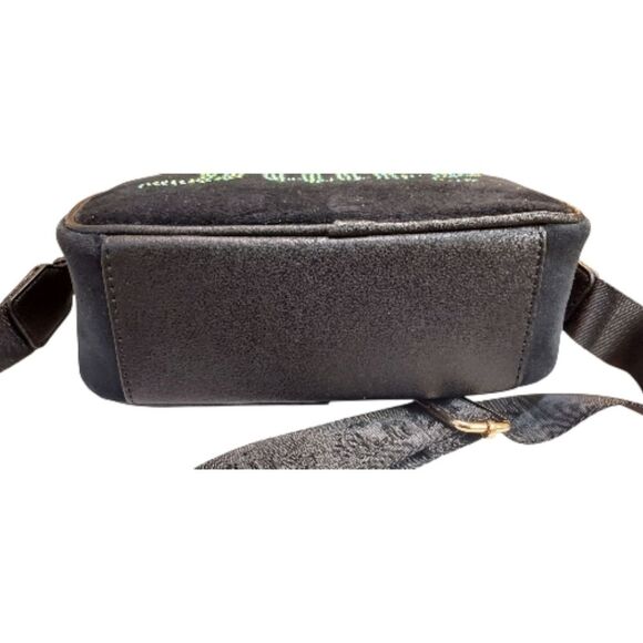 Juicy Couture Black Velour Crossbody Bag Purse with Rhinestone Logo - Picture 6 of 7